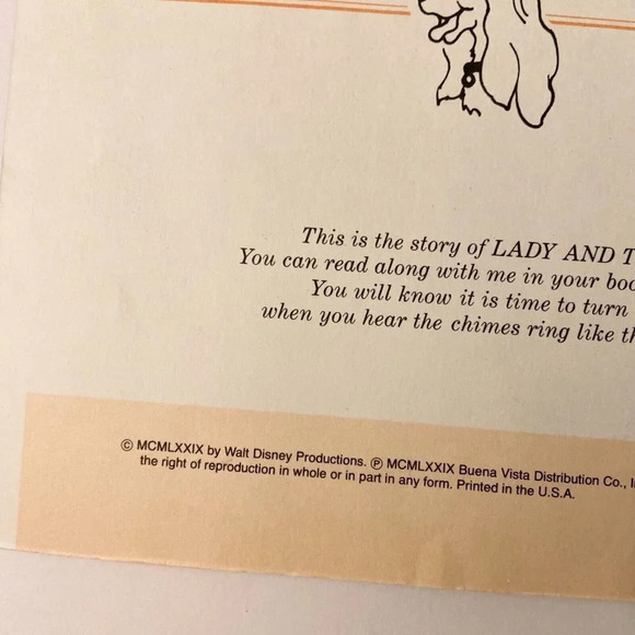 Vintage 1979 Walt Disneys Lady and the Tramp  Read Along Book and Tape - Picture 5 of 13